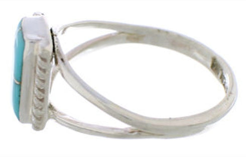 Sterling Silver Turquoise Inlay Ring Size 4-1/2 EX43048